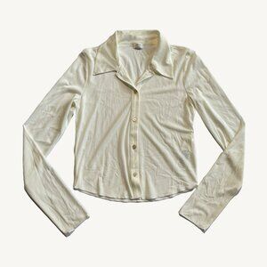 Wilfred Pose Long Sleeve Button Up Blouse in Birch ( Off White ) Size Small